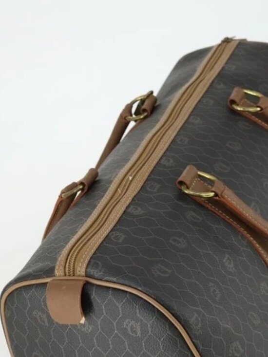 Christian Dior Honeycomb Canvas Boston Bag PVC Black Gold Auth ep12688 - Picture 5 of 16